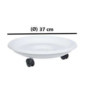 So-tt03 Tekerlekli Saksı Tabağı No 3 Beyaz 3 Adet