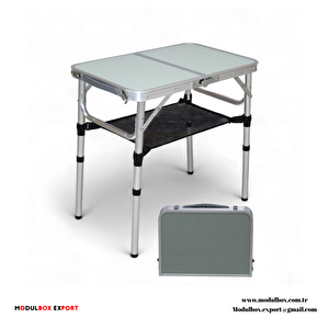 Modulbox Katlanabi̇li̇r, Ayarlanabi̇li̇r Alümi̇nyum, 40x60 Cm, 3 Yüksekli̇, Kamp Masasi, Pi̇kni̇k Masasi