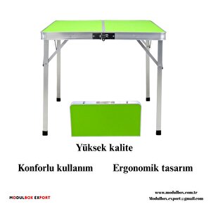 Modulbox Katlanabi̇li̇r Kamp Masasi, Alümi̇nyum, 80x80 Ölçü, Pi̇kni̇k Masasi