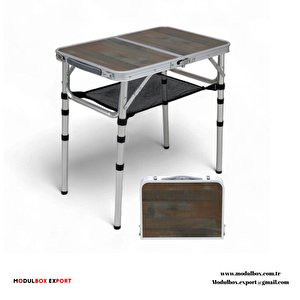 Modulbox Katlanabi̇li̇r, Ayarlanabi̇li̇r Alümi̇nyum, 40x60 Cm, 3 Yüksekli̇, Kamp Masasi, Pi̇kni̇k Masasi