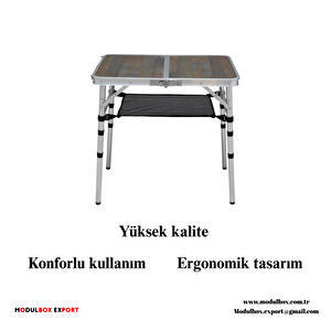Modulbox Katlanabi̇li̇r, Ayarlanabi̇li̇r Alümi̇nyum, 40x60 Cm, 3 Yüksekli̇, Kamp Masasi, Pi̇kni̇k Masasi