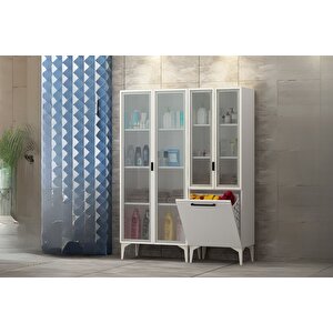 Yen 4 Kapaklı Kirli Sepetli Banyo Dolabı