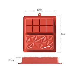 Silikon Kalıp Dubai Çikolata Yıldız Ve Kare Desenli Çift Tablet Dubai Çikolatası Kalıbı