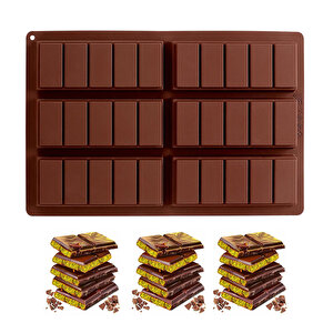 Silikon Kalıp Dubai Çikolata Bar Ve Kek Çizgili Tablet Dubai Çikolatası Kalıbı 6 Lı