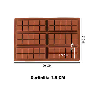 Silikon Kalıp Dubai Çikolata Bar Ve Kek Kare Desenli Tablet Dubai Çikolata Kalıbı 6 Lı