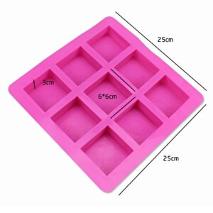 Silikon Kare Kek Kurabiye Pasta Pişirme Kalıbı 9 Lu 25x25 Cm