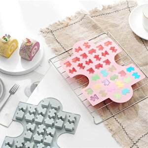 Silikon Kek Kalıp Çikolata Puzzle Şekilli Minik Puzzele Kalıbı Şeker Hamuru Jelibon Kalıbı