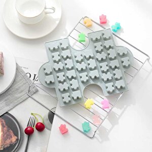 Silikon Kek Kalıp Çikolata Puzzle Şekilli Minik Puzzele Kalıbı Şeker Hamuru Jelibon Kalıbı