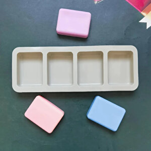 Silikon Kalıp Oval Kenarlı Dikdörtgen Sabun Taş Tozu Ve Kek Çikolata Kalıbı 4 Lü