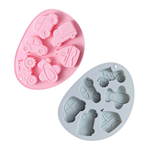 Silikon Kek Kalıp Çikolata Araba Figürleri Kalıbı Şeker Hamuru Jelibon Taş Tozu Mum Kalıbı