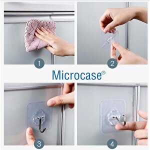 Microcase Güçlü Plastik  Yapışkanlı  Suya Dayanıklı Banyo Mutfak Eşya Havlu Vb.  Ürün Askılığı 2 Adet -şeffaf Al4266