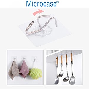 Microcase Güçlü Plastik  Yapışkanlı  Suya Dayanıklı Banyo Mutfak Eşya Havlu Vb.  Ürün Askılığı 2 Adet -şeffaf Al4266