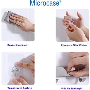 Microcase Güçlü Plastik  Yapışkanlı  6mm Hanger  Vidalı Eşya Ürün  Raf Tutucu  Askılık 3 Adet -şeffaf Al4263