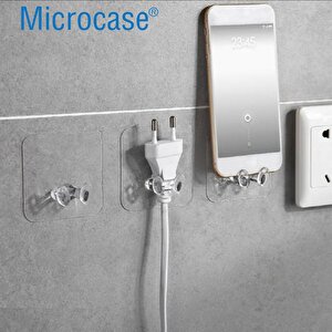 Microcase Güçlü Plastik  Yapışkanlı  Suya Dayanıklı Banyo Mutfak Eşya Havlu Vb Ürün Priz Askılığı 3 Adet -şeffaf Al4268