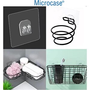 Microcase Güçlü Plastik  Yapışkanlı  Suya Dayanıklı  Banyo Mutfak Eşya Taşıma Raf Askısı 2 Adet -şeffaf Al4269