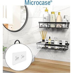 Microcase Güçlü Plastik  Yapışkanlı  Suya Dayanıklı  Çift Başlı  Banyo Mutfak Eşya Taşıma Raf Askılığı 1 Adet -şeffaf Al4270