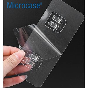 Microcase Güçlü Plastik  Yapışkanlı  Suya Dayanıklı  Çift Başlı  Banyo Mutfak Eşya Taşıma Raf Askılığı 1 Adet -şeffaf Al4270