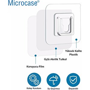 Microcase Güçlü Plastik  Yapışkanlı  Suya Dayanıklı Geçmeli Klips Eşya Sabitleme  Askılığı 2 Adet -şeffaf Al4267