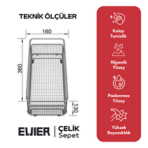 Evye Sepet I Paslanmaz Çelik Evye Sepeti I (36x16)