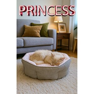 Princess, Çift Taraflı Minderli, Ultra Yumuşak, Kaydırmaz Tabanlı, Yıkanabilir Kedi Ve Köpek Yatağı