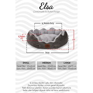Elsa, Yüksek Kaliteli, Konforlu, Estetik Kedi Ve Köpek Yatağı