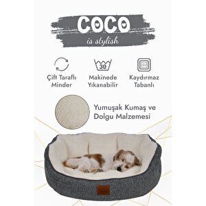 Coco, Çift Taraflı Minderli, Ultra Yumuşak, Kaydırmaz Tabanlı, Yıkanabilir Kedi Ve Köpek Yatağı