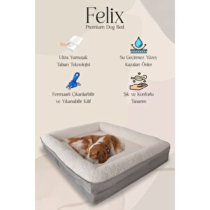 Felix, Visco Süngerli, Ultra Yumuşak, %100 Su Geçirmez Alezli, Konforlu Kedi Ve Köpek Yatağı