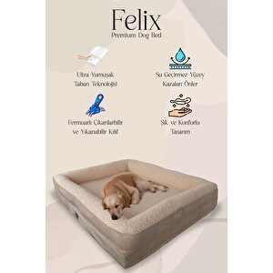 Felix, Visco Süngerli, Ultra Yumuşak, %100 Su Geçirmez Alezli, Konforlu Kedi Ve Köpek Yatağı