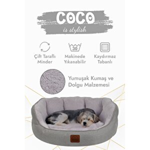 Coco, Çift Taraflı Minderli, Ultra Yumuşak, Kaydırmaz Tabanlı, Yıkanabilir Kedi Ve Köpek Yatağı