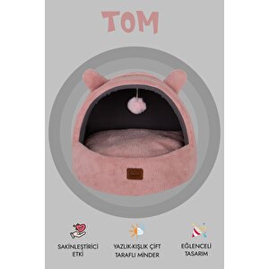 Tom, Çıkarılabilir Minderli, Ultra Yumuşak, Konforlu, Üstü Kapalı Tasarım Kedi Yatağı