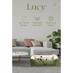 Lucy Yeşil & Ekru Yüksek Kaliteli Köpek Yatağı