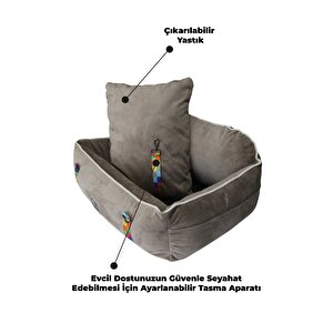Pawgo, Premium Taşınabilir Kedi Ve Köpek Araba Koltuğu, Tasma Klipsli, Ayarlanabilir Kayışlı