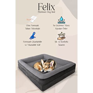 Felix, Visco Süngerli, Ultra Yumuşak, %100 Su Geçirmez Alezli, Konforlu Kedi Ve Köpek Yatağı