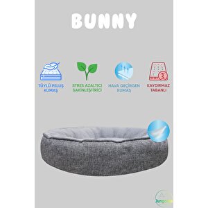 Bunny, Donut Şeklinde, Stres Azaltıcı, Yüksek Kaliteli Peluş Kumaşlı, Yıkanabilir Kedi-köpek Yatağı