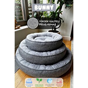 Bunny, Donut Şeklinde, Stres Azaltıcı, Yüksek Kaliteli Peluş Kumaşlı, Yıkanabilir Kedi-köpek Yatağı