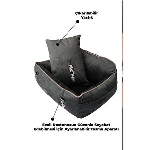 Pawgo, Premium Taşınabilir Kedi Ve Köpek Araba Koltuğu, Tasma Klipsli, Ayarlanabilir Kayışlı