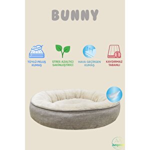 Bunny, Donut Şeklinde, Stres Azaltıcı, Yüksek Kaliteli Peluş Kumaşlı, Yıkanabilir Kedi-köpek Yatağı