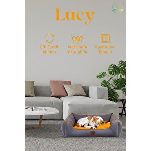 Lucy Gri & Hardal Yüksek Kaliteli Köpek Yatağı