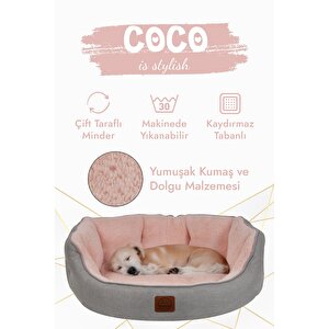 Coco, Çift Taraflı Minderli, Ultra Yumuşak, Kaydırmaz Tabanlı, Yıkanabilir Kedi Ve Köpek Yatağı