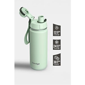 1 Hand Leak-proof Sızdırmaz Çelik Termos 500 Ml Smoke Green St-221