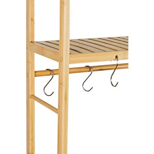 Bambu 8 Raflı Mutfak Bangosu Kahve Köşesi Fincan Askılı Mutfak Standı Dolap Db-0033