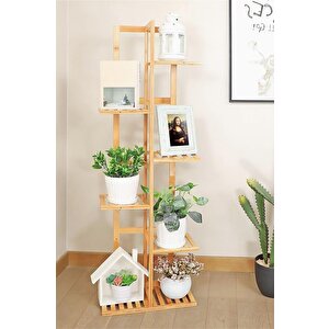 Digithome Bambu 6 Raflı Saksılık Çok Amaçlı Stand Çiçeklik Banyo Düzenleyici Havluluk Db-0025