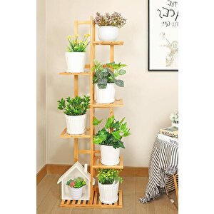 Digithome Bambu 6 Raflı Saksılık Çok Amaçlı Stand Çiçeklik Banyo Düzenleyici Havluluk Db-0025