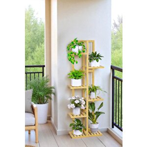 Digithome Bambu 6 Raflı Saksılık Çok Amaçlı Stand Çiçeklik Banyo Düzenleyici Havluluk Db-0025