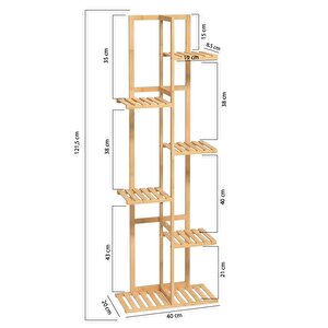 Digithome Bambu 6 Raflı Saksılık Çok Amaçlı Stand Çiçeklik Banyo Düzenleyici Havluluk Db-0025