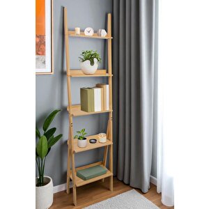 Bambu 5 Raflı Merdiven Kitaplık Banyo Düzenleyici Raf Organizer Saksılık Db-0022