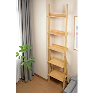 Bambu 5 Raflı Merdiven Kitaplık Banyo Düzenleyici Raf Organizer Saksılık Db-0022