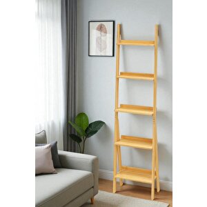 Digithome Bambu 5 Raflı Merdiven Kitaplık Banyo Düzenleyici Raf Organizer Saksılık Db-0022