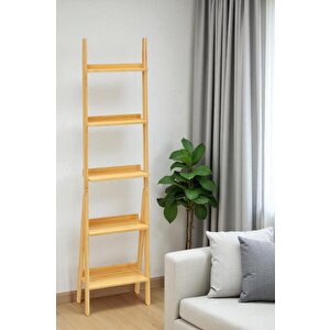 Digithome Bambu 5 Raflı Merdiven Kitaplık Banyo Düzenleyici Raf Organizer Saksılık Db-0022