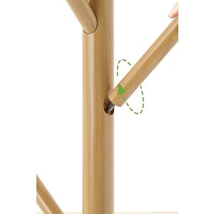 Digithome Bambu Portmanto Askılık Vestiyer Tablalı 8'li Ayaklı Askılık Ahşap Elbise Askısı Db-0027